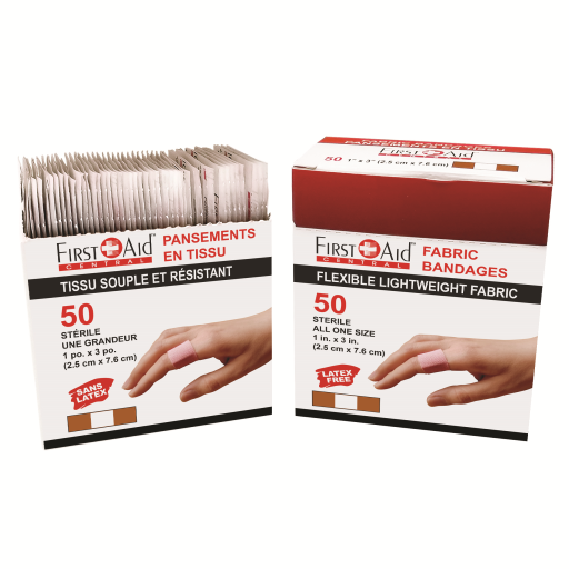 Fabric Adhesive Bandages, Light Weight, 1" x 3", 50/pack
