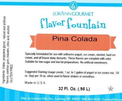 Saveur Piña Colada - 4 oz. - 32 oz. - Arômes de crème glacée et de boissons - LorAnn Oils - Distribution canadienne - Livraison gratuite au Canada pour les commandes de plus de 199 CAD