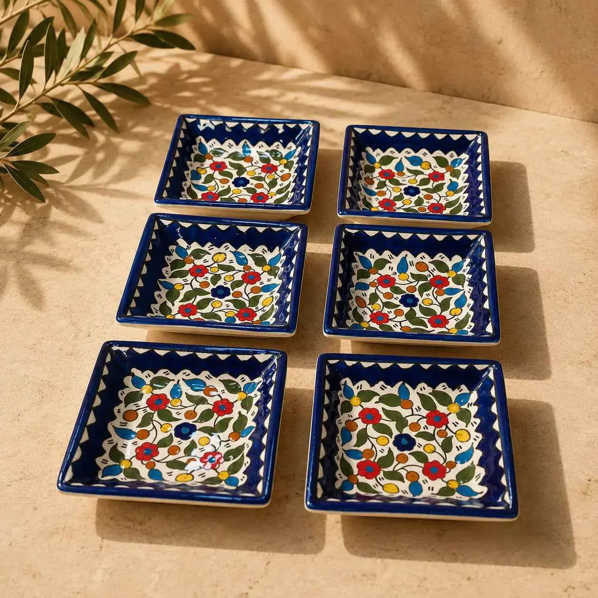 Small Square Serving Plate – Handmade Ceramic Appetizer 10 cm, Fruit & Decorative Plate, Luxury Tableware