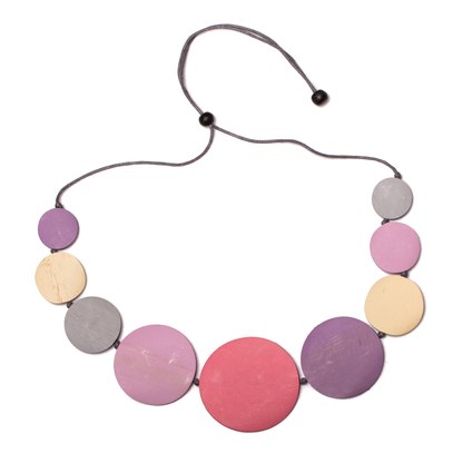 Graduated Wooden Disc Necklace