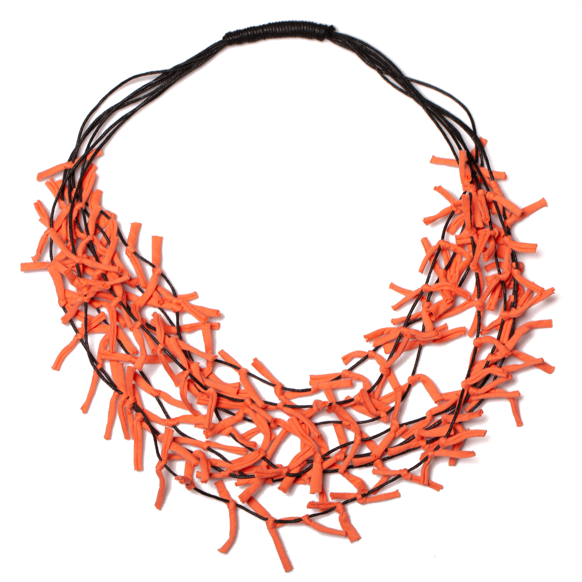 Multi Strand Knotted Fabric Necklace