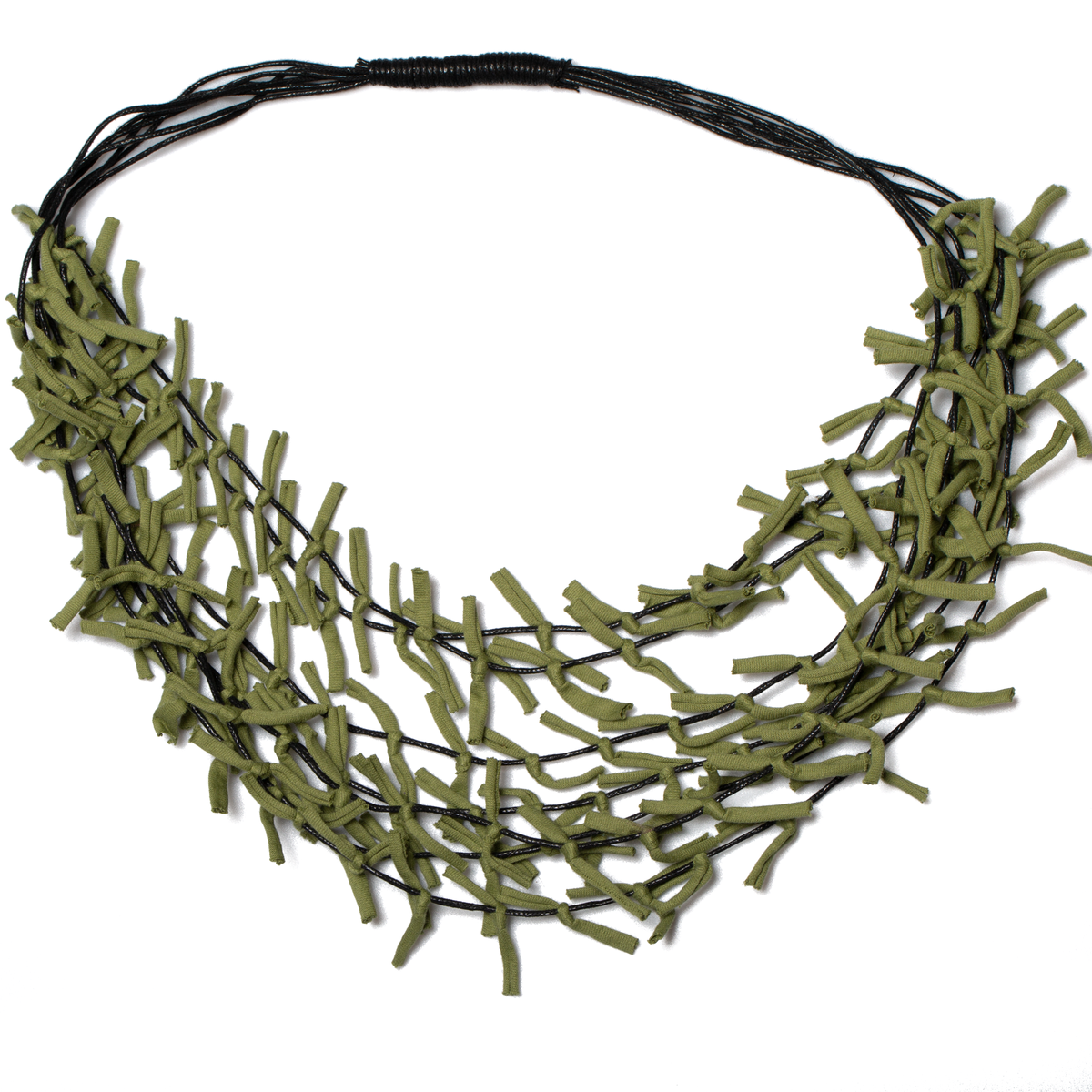 Multi Strand Knotted Fabric Necklace
