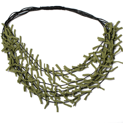 Multi Strand Knotted Fabric Necklace