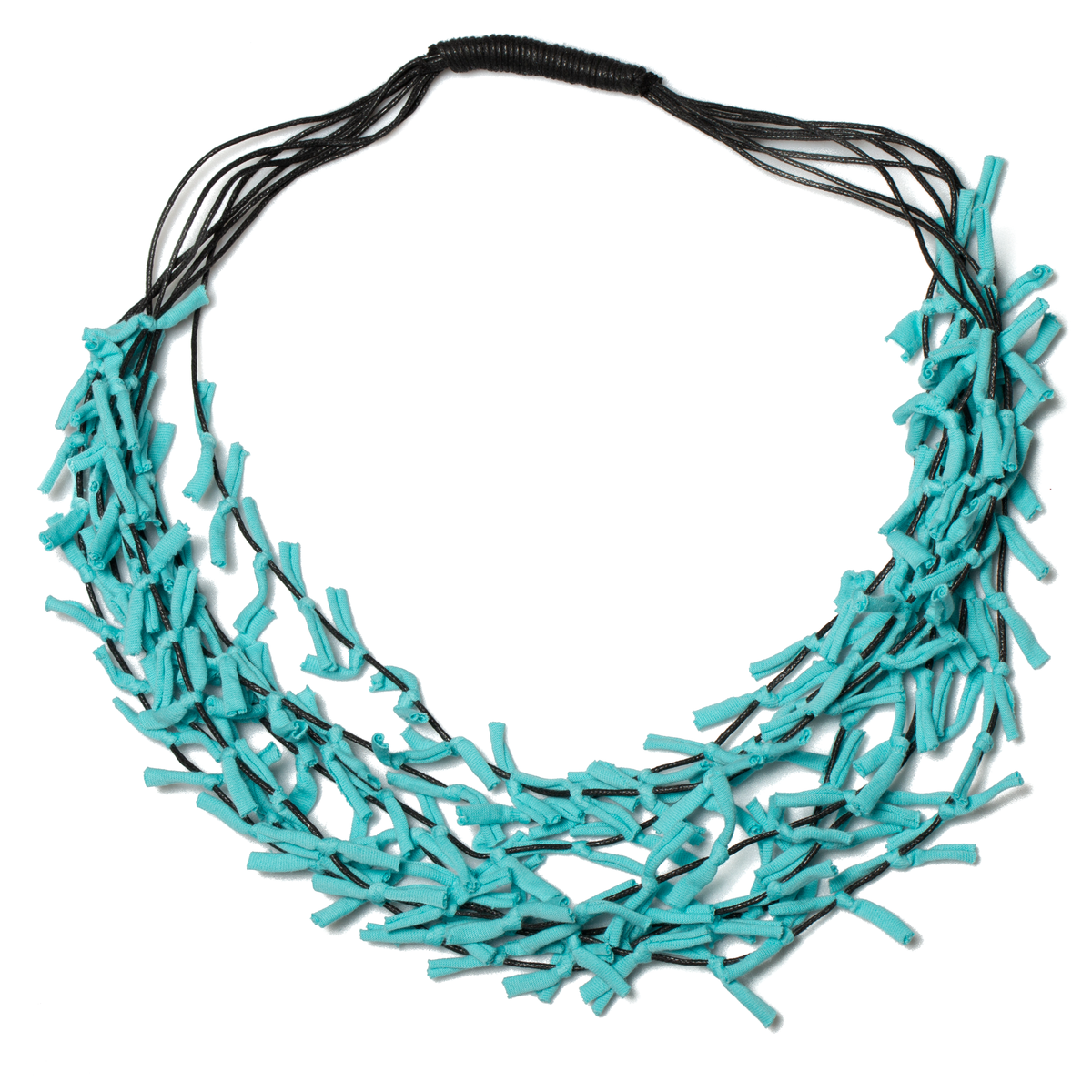Multi Strand Knotted Fabric Necklace