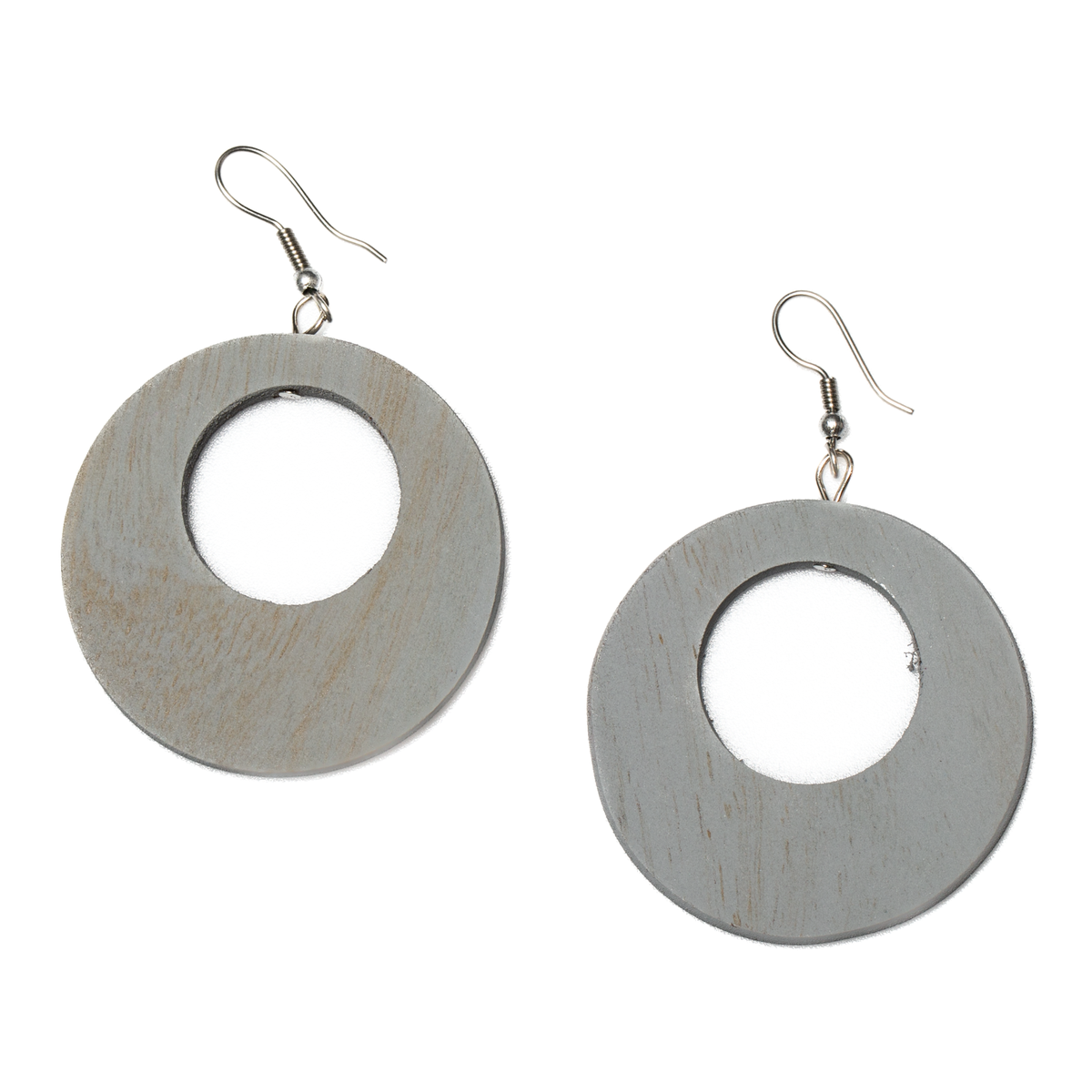 Round Wooden Hoop Earring