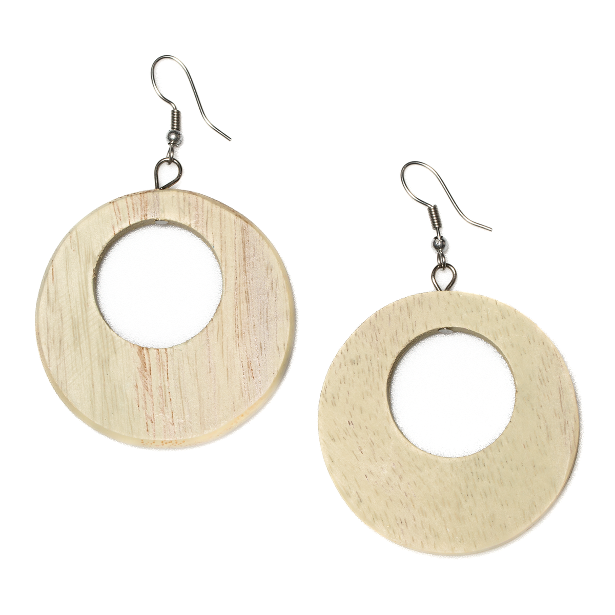 Round Wooden Hoop Earring