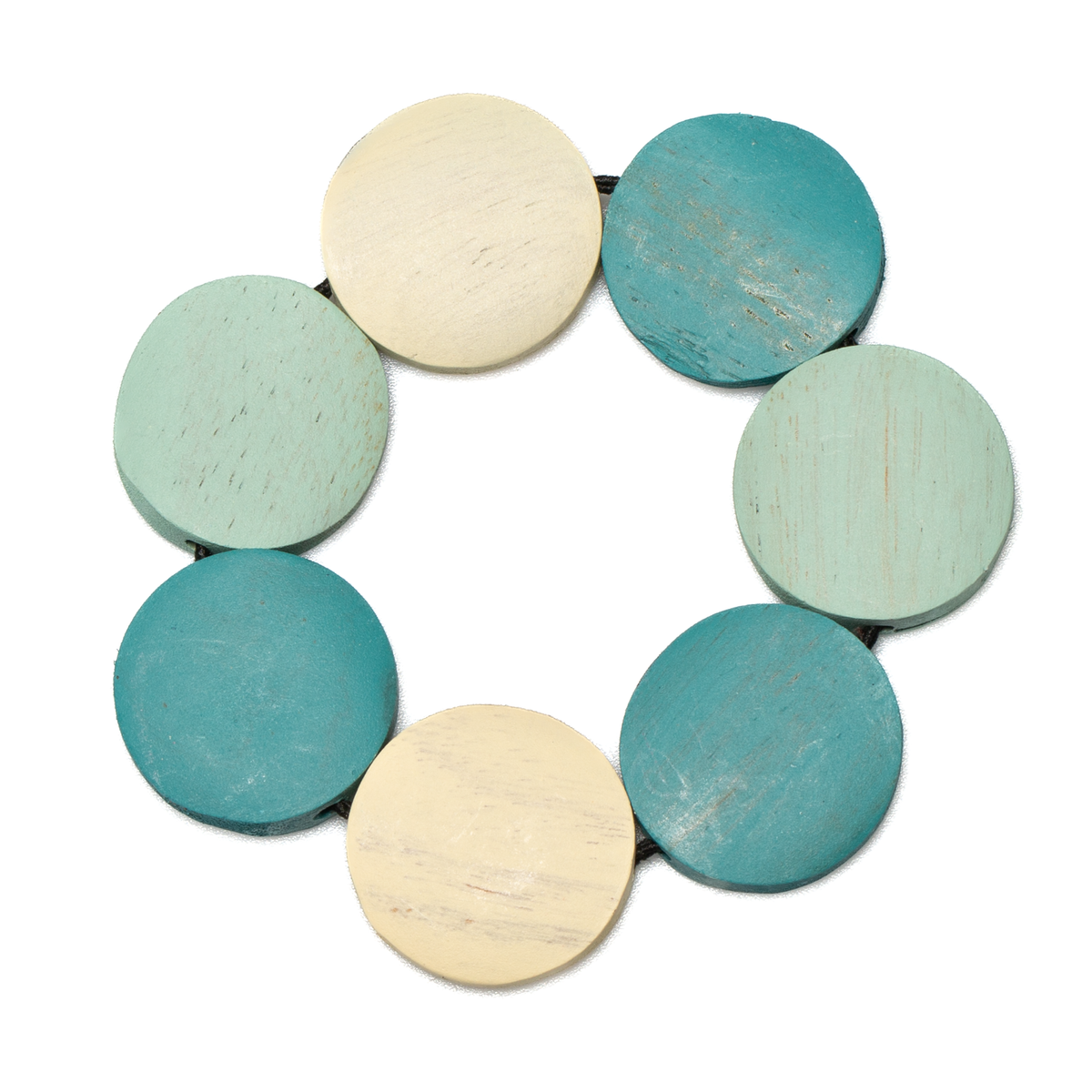 Bracelet élastique en disques de bois
