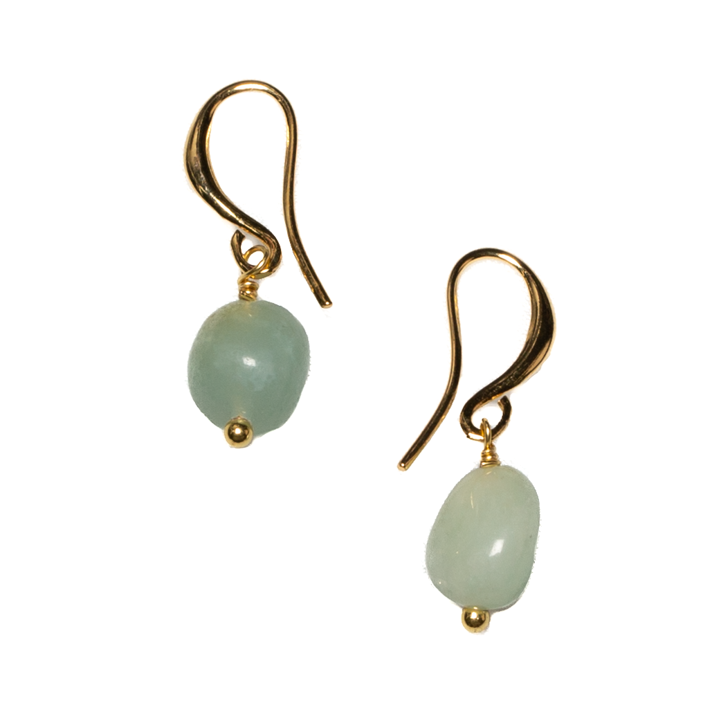 Boucles d'oreilles pendantes simples en amazonite plaqué or
