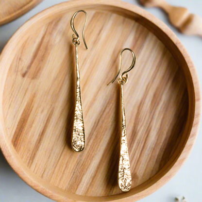 Boucles d'oreilles goutte martelée - Plaqué or
