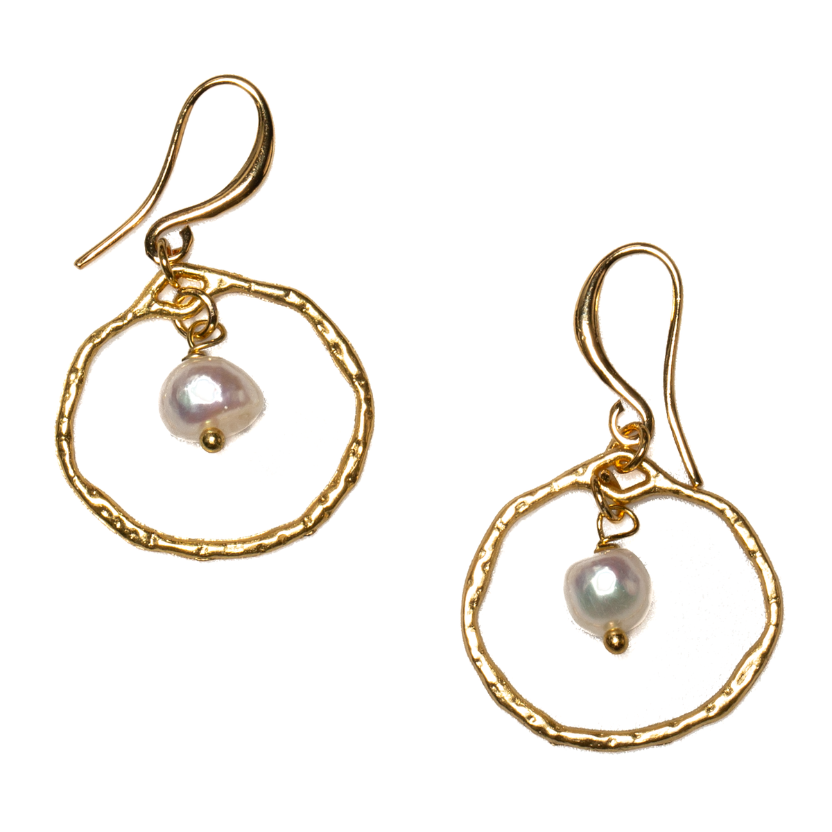 Boucles d'oreilles perle sur anneau en plaqué or
