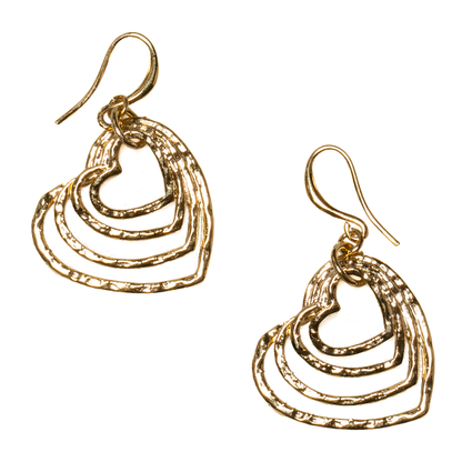 Stacked Open Heart Earring In Gold Plate