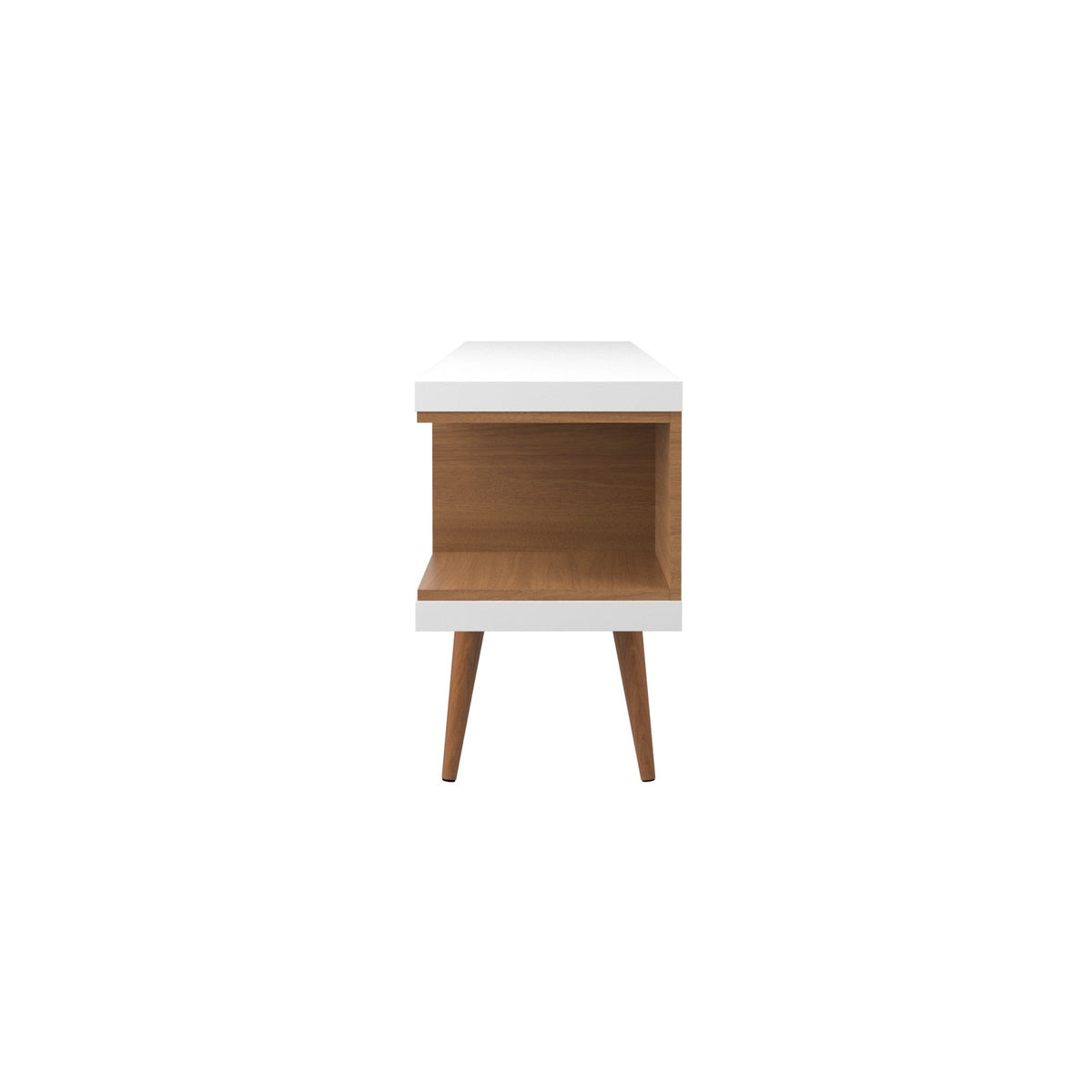 Eureka Modern 53.14" TV Stand with 4 Shelves - White Gloss/Maple Cream