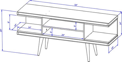 Eureka Modern 53.14" TV Stand with 4 Shelves - Black/Maple Cream