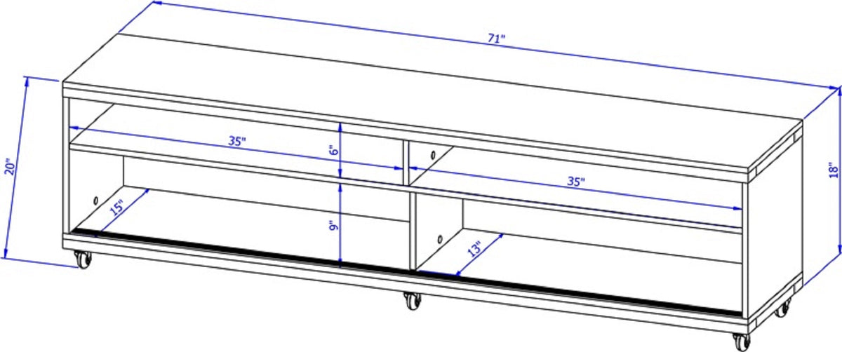 Eureka Modern 70.47" TV Stand with 4 Shelves - Maple Cream