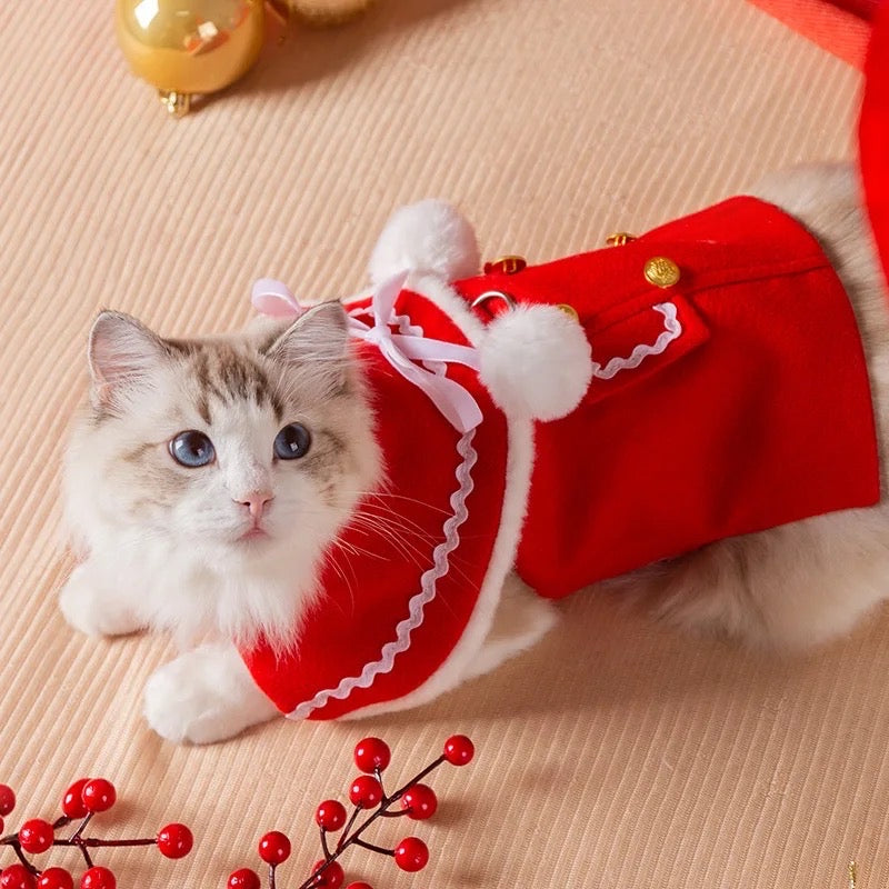 Manteau pour chien « Mrs Claus Couture » | Vêtement d'extérieur de fête