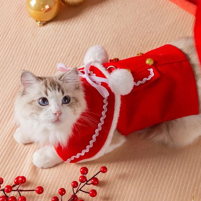 Manteau pour chien « Mrs Claus Couture » | Vêtement d'extérieur de fête