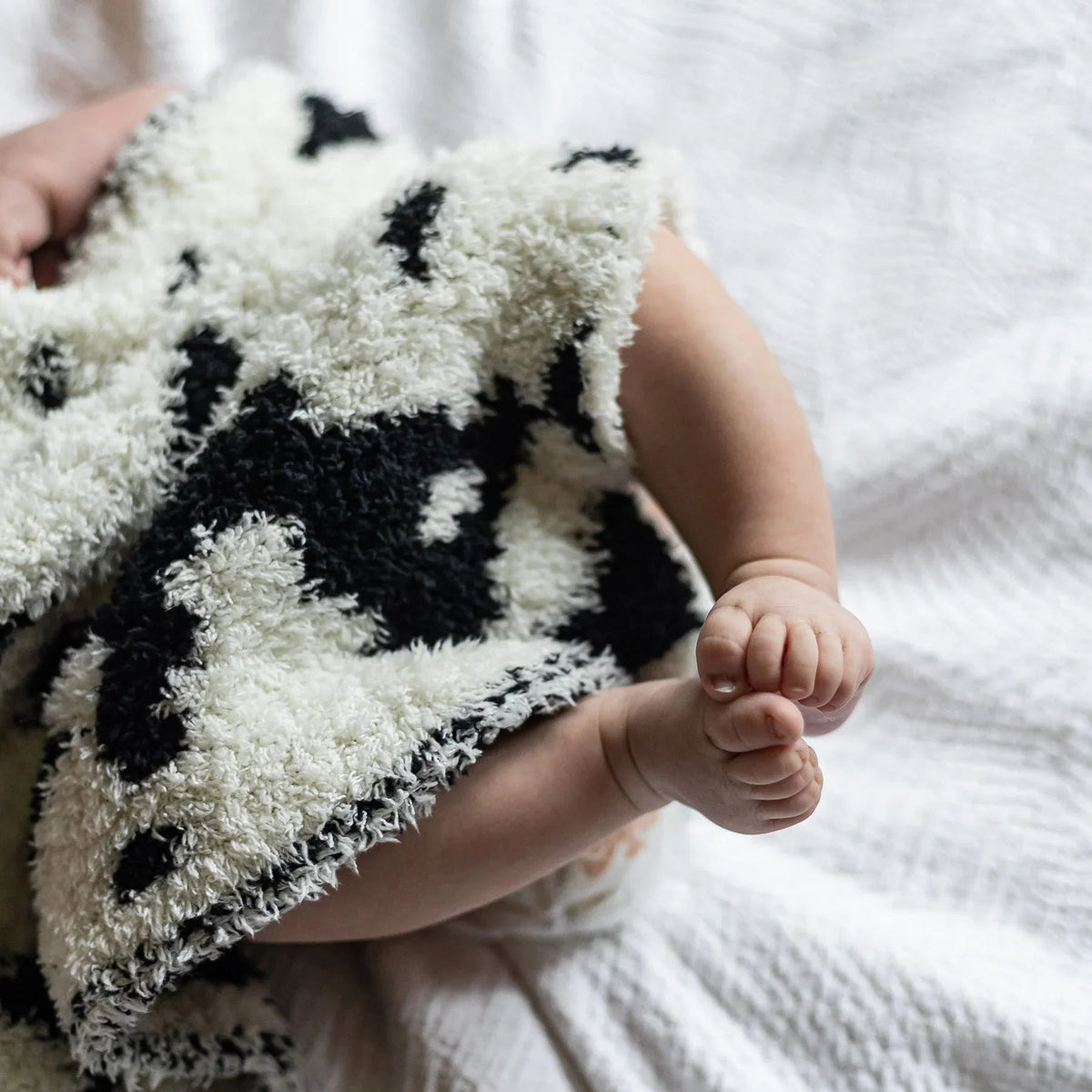 Tap Shoe & Baby's Breath Cow Print Lovey Baby Blanket