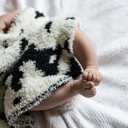 Tap Shoe & Baby's Breath Cow Print Lovey Baby Blanket