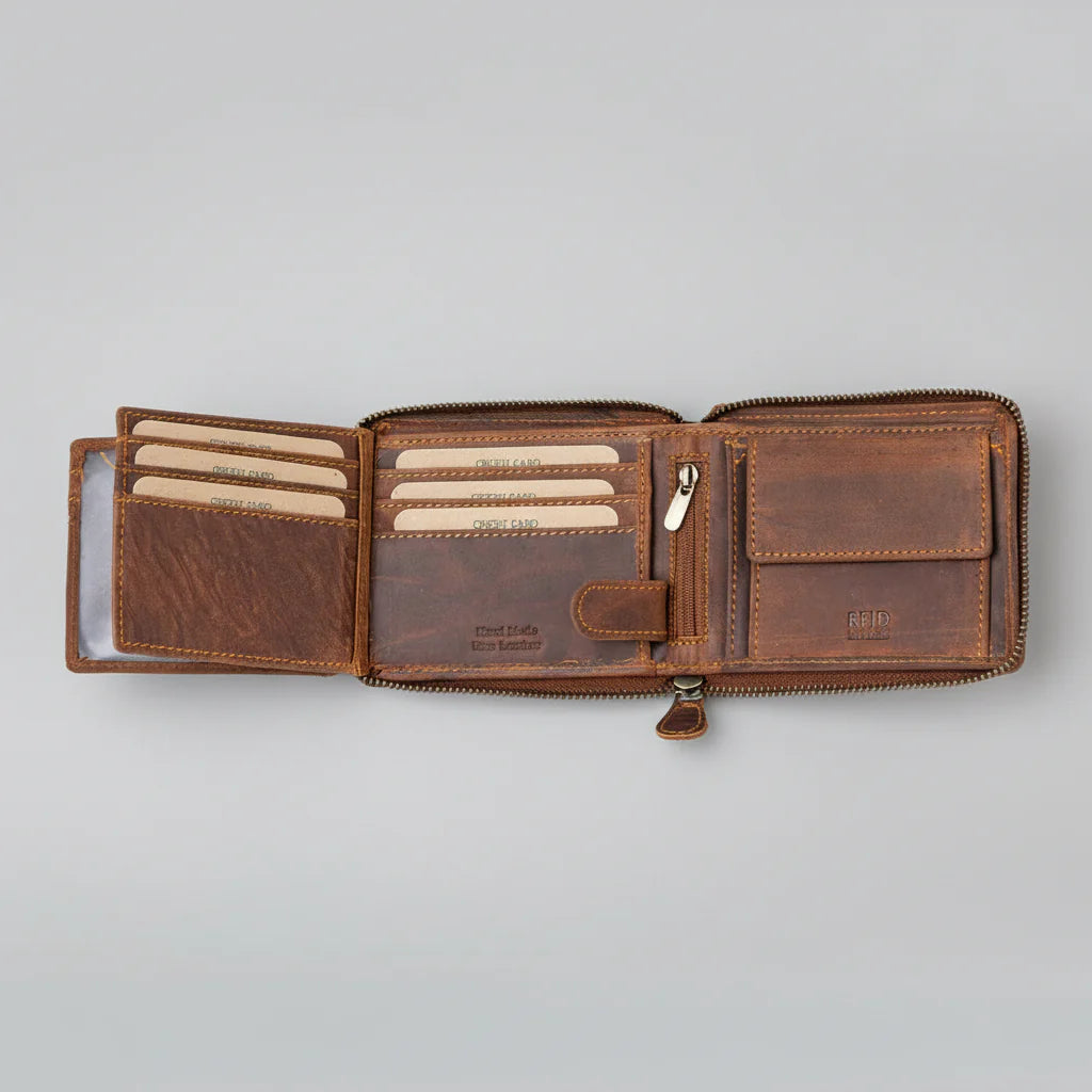Greenwood Men's RFID Zip Around Wallet