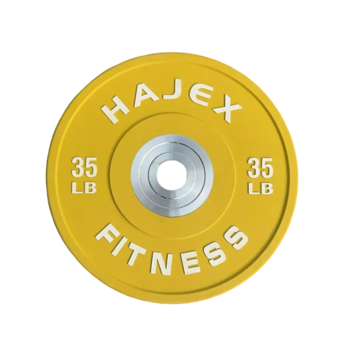 Plaques de pare-chocs HAJEX Olympic Competition Steel Hub colorées - 15, 25, 35, 45, 55 LB