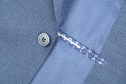 BUILD YOUR PACKAGE: Light Blue Slim Fit Suit (Package Includes 2 Pc Suit, Shirt, Necktie or Bow Tie, Matching Pocket Square, & Shoes)