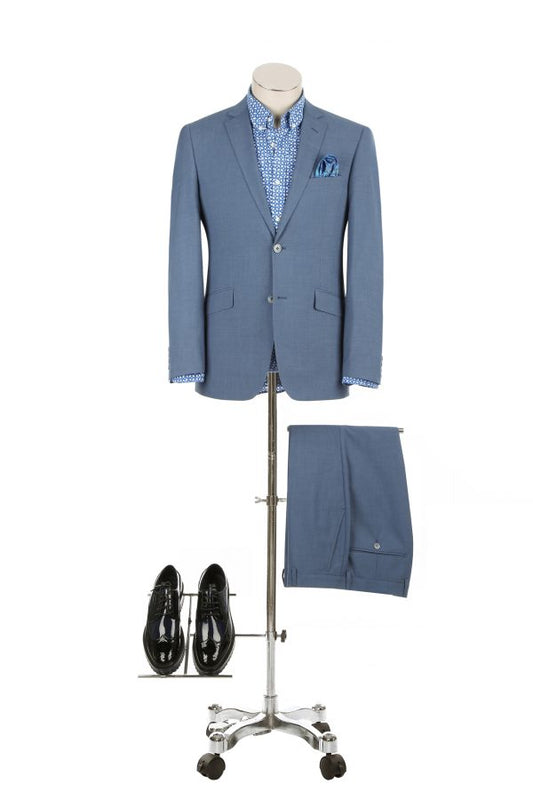 BUILD YOUR PACKAGE: Light Blue Slim Fit Suit (Package Includes 2 Pc Suit, Shirt, Necktie or Bow Tie, Matching Pocket Square, & Shoes)