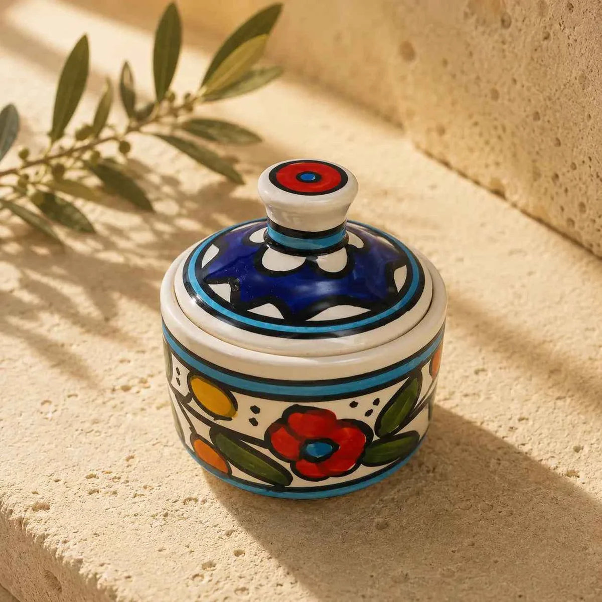 Ceramic Sugar Bowl with Lid – Small 7 cm, Handmade Decorative & Functional Tableware