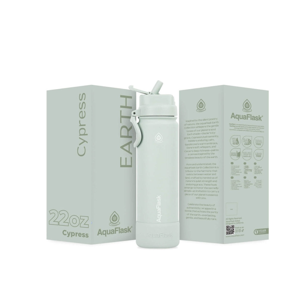Bouteille d'eau AquaFlask Earth Collection 650 ml en acier inoxydable – Isotherme, garde au chaud 12h, au froid 24h