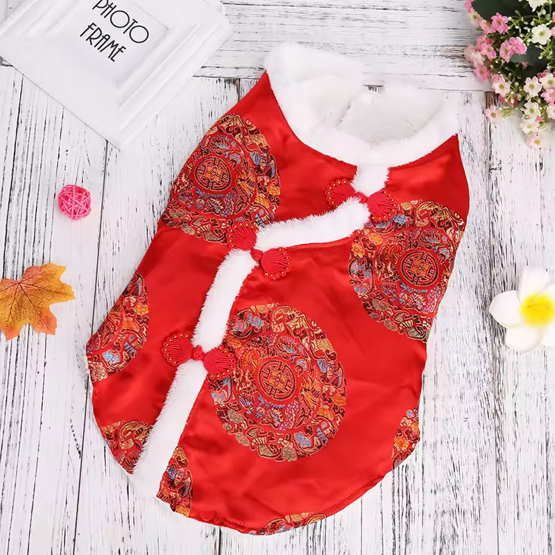 Lunar New Year Prosperity Brocade Dog Vest