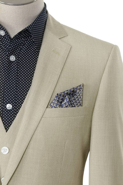 CRÉEZ VOTRE FORFAIT : Costume slim fit beige clair (le forfait comprend un costume 2 pièces, une chemise, une cravate ou un nœud papillon, une pochette assortie et des chaussures)