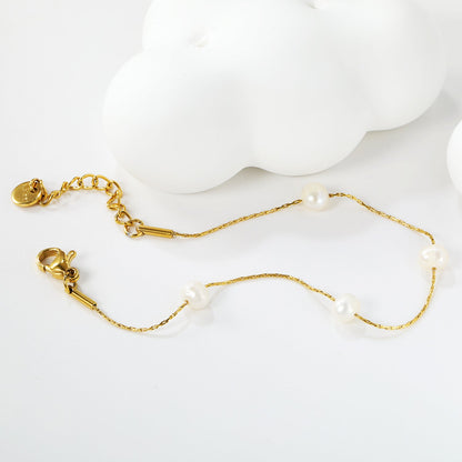 Golden Freshwater Pearl Bracelet Set