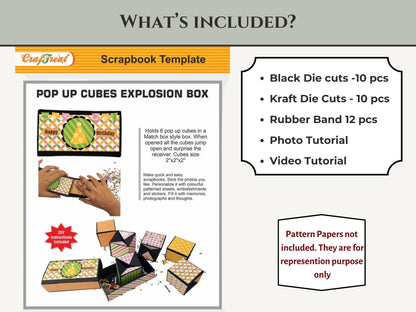 CrafTreat Blocs de Scrapbooking vierges - Boîte Explosion Cubes Pop-up - Noir et Kraft