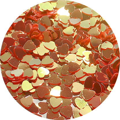 Red(gold shifting) heart glitter