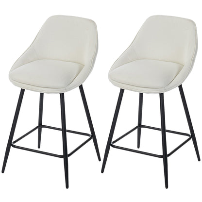 Reece 26" Counter Height Stools with Swivel and Backrest-Set of 2-Cream White