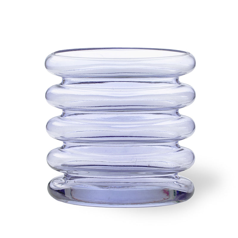 Repeat Glass Vase - Mouth-Blown Wavy Blue-Purple Design
