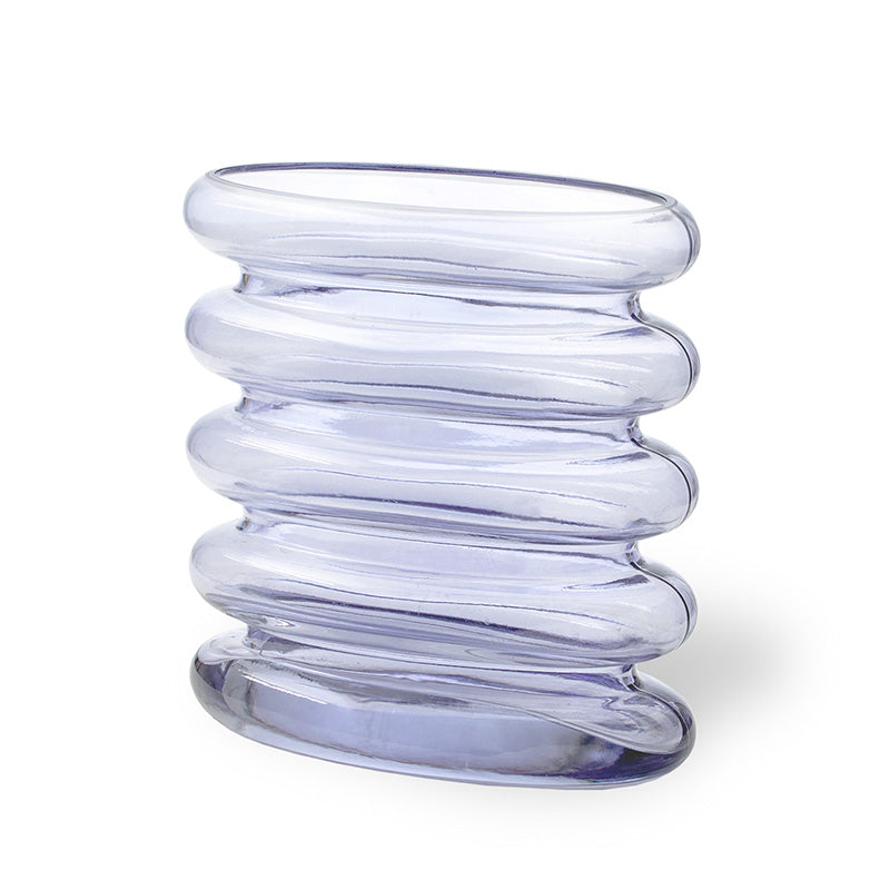 Repeat Glass Vase - Mouth-Blown Wavy Blue-Purple Design