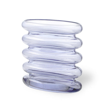 Repeat Glass Vase - Mouth-Blown Wavy Blue-Purple Design