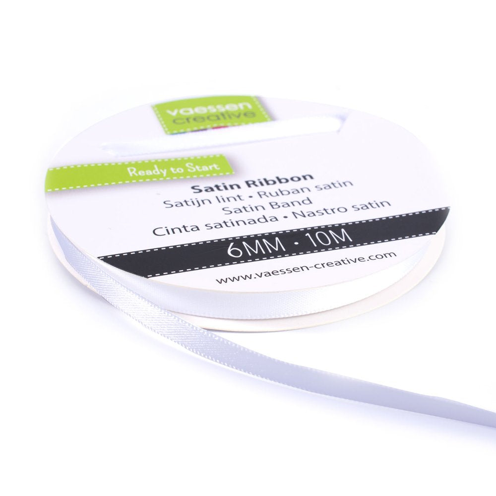 Ruban de satin Vaessen Creative 6mmx10m Blanc