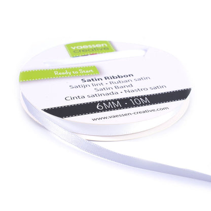 Ruban de satin Vaessen Creative 6mmx10m Blanc