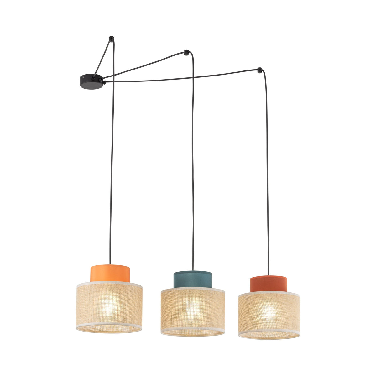 DUO Jute Adjustable 3-Light Pendant for Dining Table & Kitchen Island