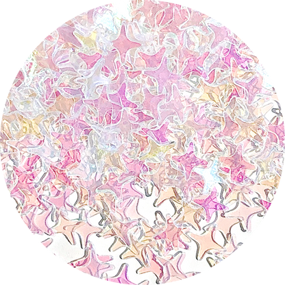 Rainbow 4 pointed star Glitter - Transparent