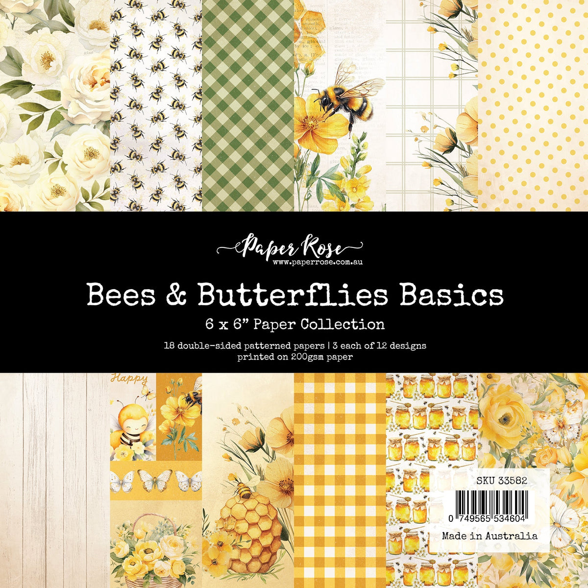 Collection de papier 15x15 cm « L'essentiel des abeilles et papillons » 33582