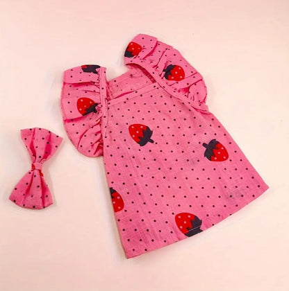 Robe pour Chien Bébé Fraise | Tenue Imprimé Fruits pour Chien
