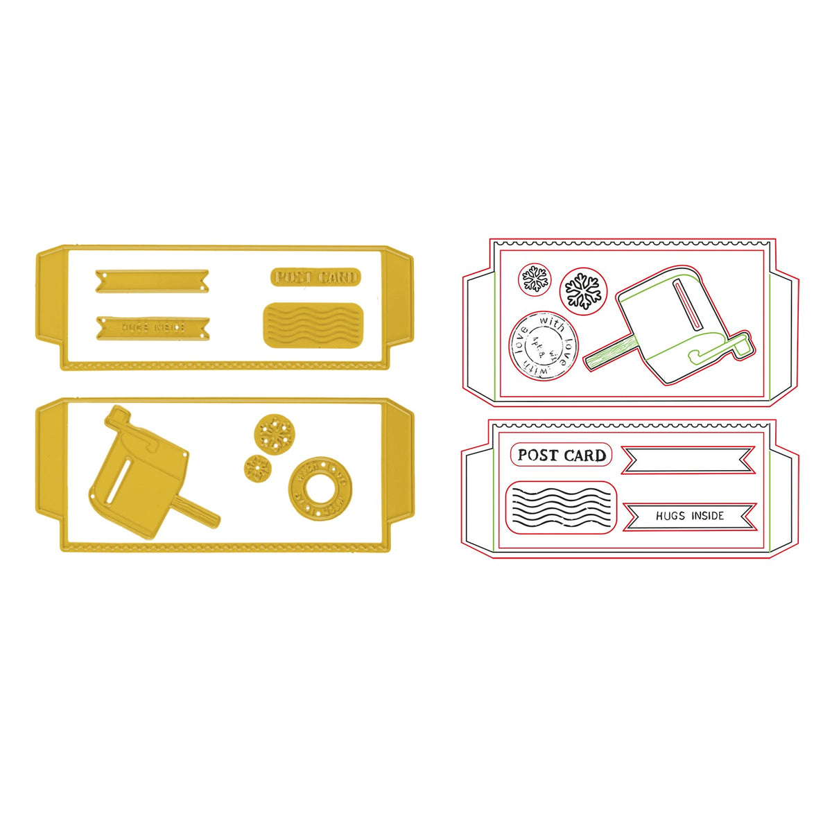 Vaessen Creative • Cutting + Embossing Die Set Postal Panda Pockets