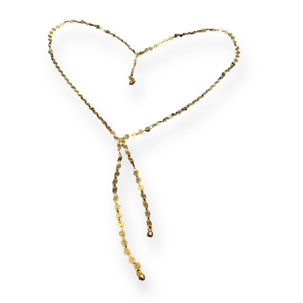 Disc Chain Necklace With Double Drop In Gold Plate