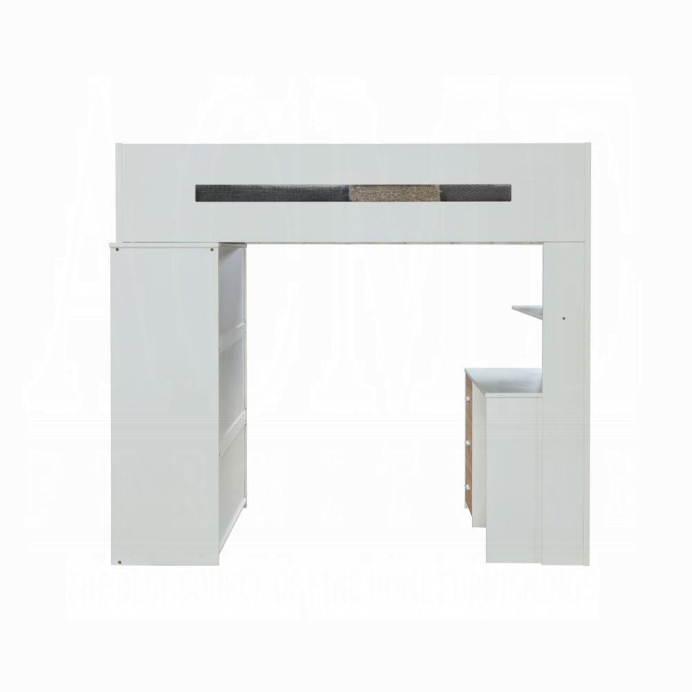 Lilo Twin Bunk/Loft Bed W/Workstation & Wardrobe - White/Oak