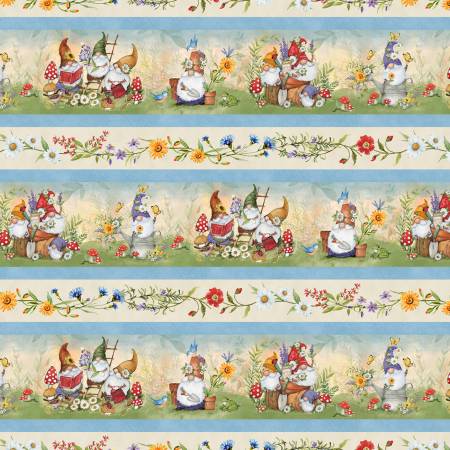 Susan Winget - Gnome et Jardin - Bordure à Rayures