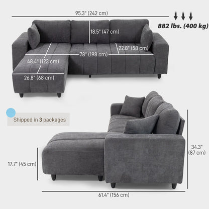 Wilshere Reversible Sectional with Changeable Chaise-Grey
