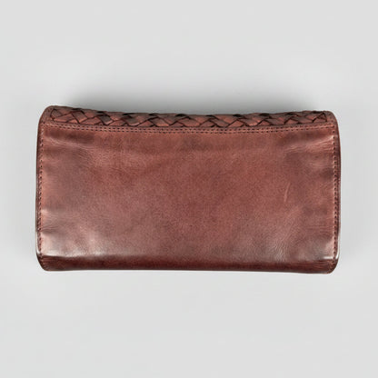 MET Women’s Leather Basket Weave Wallet. Artisan Woven Multi-Card Organizer