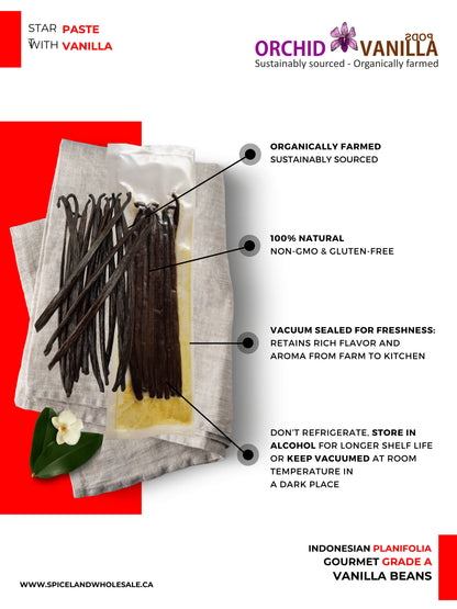 Indonesian Vanilla (Sumatra) Planifolia Gourmet Grade-A Beans<br>For Extract And Baking<BR>By Count